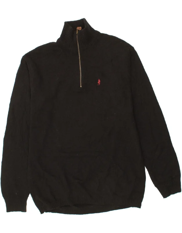 MARLBORO CLASSICS Mens Zip Neck Jumper Sweater Medium Black Wool Iron Safe Non-Iron Wrinkle Free MARLBORO CLASSICS Mens Zip Neck Jumper Sweater Medium Black Wool Iron Safe Non-Iron Wrinkle Free