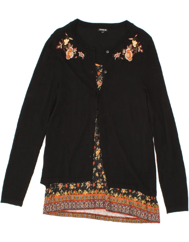 DESIGUAL Womens Longline Cardigan Sweater UK 6 XS Black Flecked Viscose Modern Contemporary Chic DESIGUAL Womens Longline Cardigan Sweater UK 6 XS Black Flecked Viscose Modern Contemporary Chic