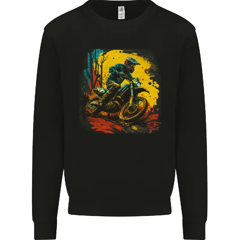 A Motocross Rider MotoX Dirt Bike Scrambler Mens Sweatshirt Jumper Hoodie with Tied Waist Feminine Flattering A Motocross Rider MotoX Dirt Bike Scrambler Mens Sweatshirt Jumper Hoodie with Tied Waist Feminine Flattering