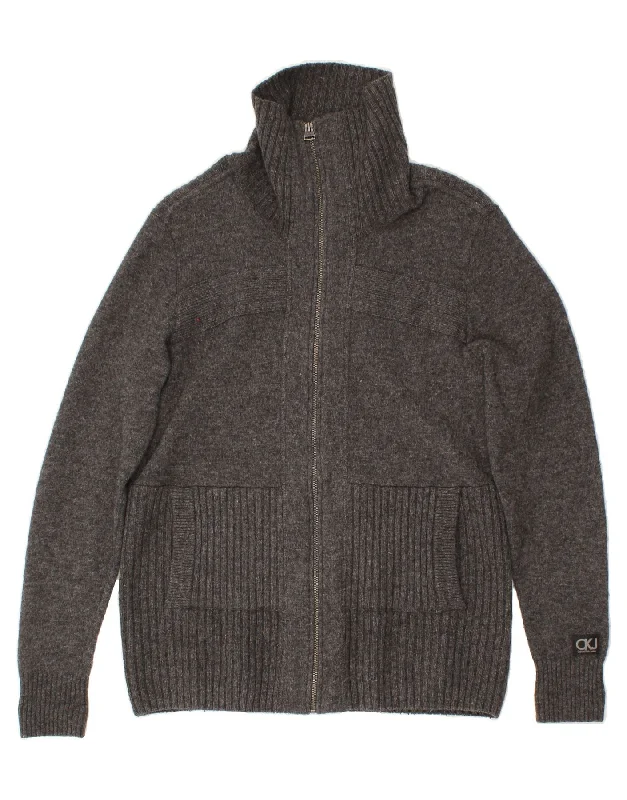 CALVIN KLEIN JEANS Womens Cardigan Sweater UK 20 2XL Grey Wool Cashmere Blend Cotton Blend Poly Blend CALVIN KLEIN JEANS Womens Cardigan Sweater UK 20 2XL Grey Wool Cashmere Blend Cotton Blend Poly Blend