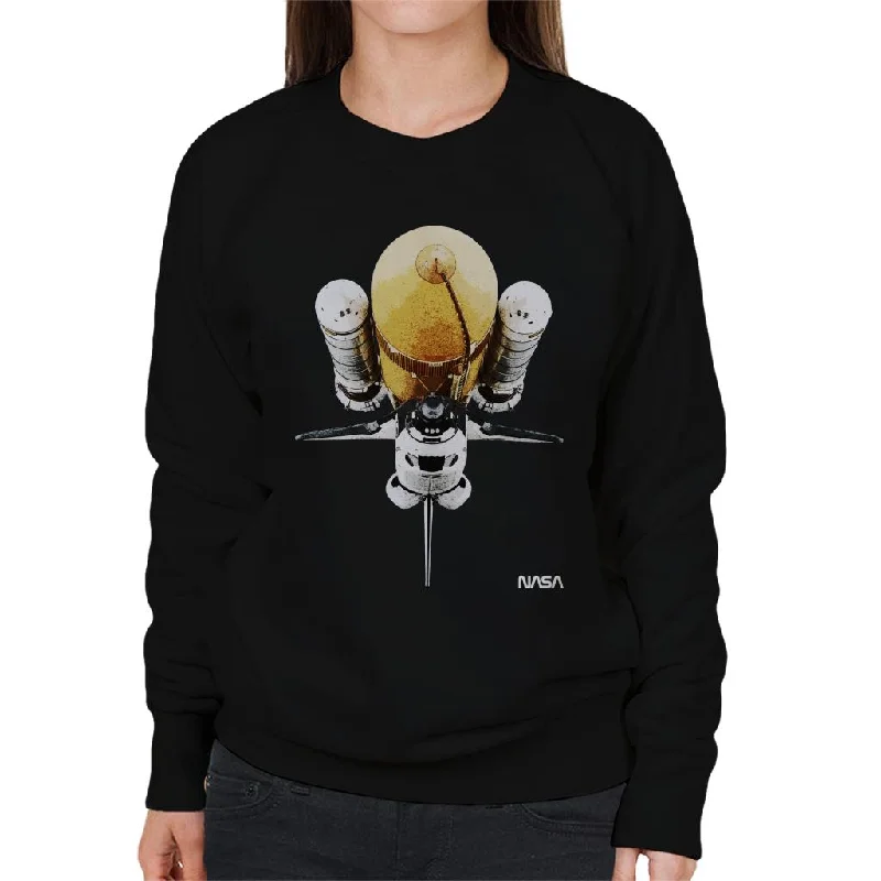 NASA Atlantis Shuttle Vintage Women's Sweatshirt Hoodie with Hem Frayed Vintage Worn NASA Atlantis Shuttle Vintage Women's Sweatshirt Hoodie with Hem Frayed Vintage Worn