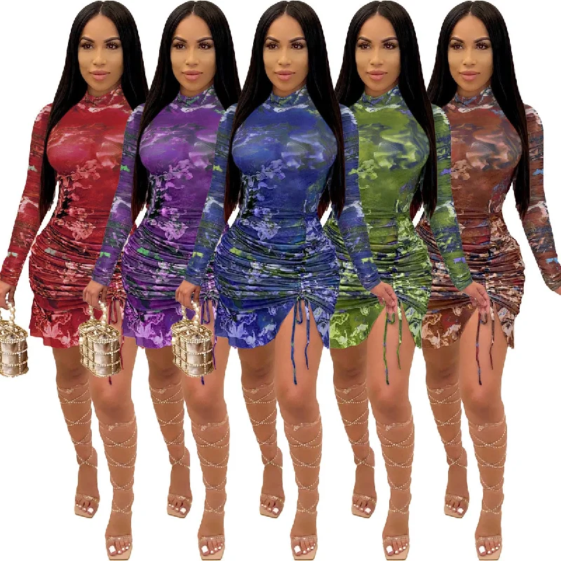 2022 summer sexy bodycon floral asymmetrical mini dress fall long sleeve casual dresses Trendy Mini Dress with Belt 2022 summer sexy bodycon floral asymmetrical mini dress fall long sleeve casual dresses Trendy Mini Dress with Belt