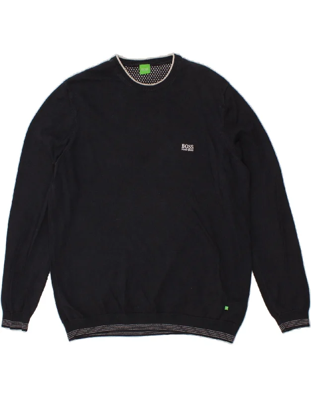 HUGO BOSS Mens Crew Neck Jumper Sweater 2XL Navy Blue Cotton Rayon Fabric Velvet Fabric Corduroy Fabric HUGO BOSS Mens Crew Neck Jumper Sweater 2XL Navy Blue Cotton Rayon Fabric Velvet Fabric Corduroy Fabric