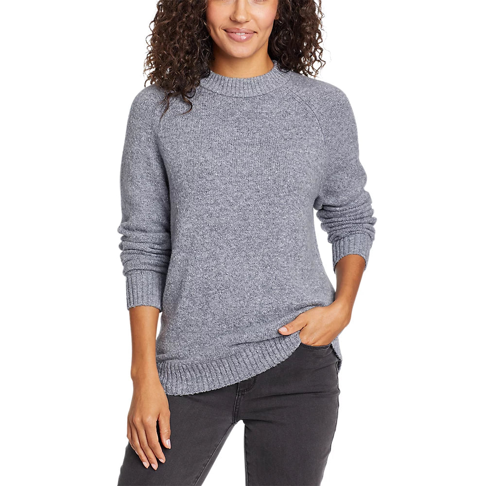 Women's Dreamknit Crewneck Sweater Real Fur Shearling Chenille