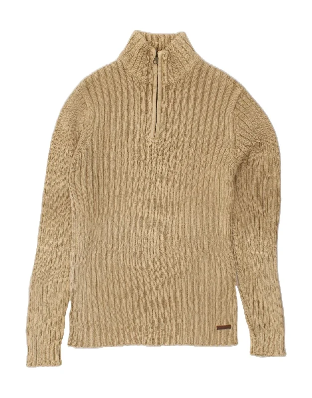 MARLBORO CLASSICS Mens Zip Neck Jumper Sweater XL Beige Cotton Thin Thick Dense