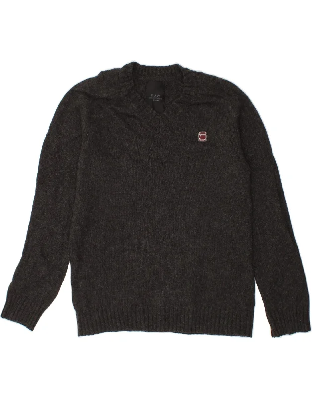 G-STAR Mens V-Neck Jumper Sweater Medium Grey Wool Cotton Fabric Linen Fabric Terry Fabric G-STAR Mens V-Neck Jumper Sweater Medium Grey Wool Cotton Fabric Linen Fabric Terry Fabric
