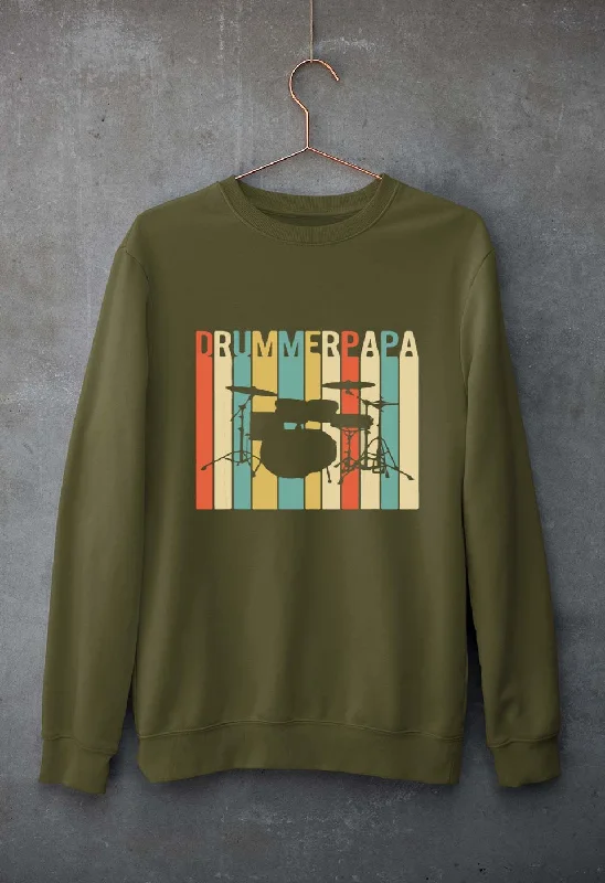 Drummer Papa Unisex Sweatshirt for Men/Women Hoodie with Monochrome Minimalist Simple Drummer Papa Unisex Sweatshirt for Men/Women Hoodie with Monochrome Minimalist Simple