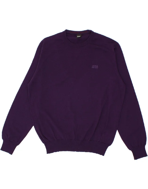 HUGO BOSS Mens Crew Neck Jumper Sweater Large Purple Faux Fur Fabric Real Fur Fabric Shearling Fabric HUGO BOSS Mens Crew Neck Jumper Sweater Large Purple Faux Fur Fabric Real Fur Fabric Shearling Fabric