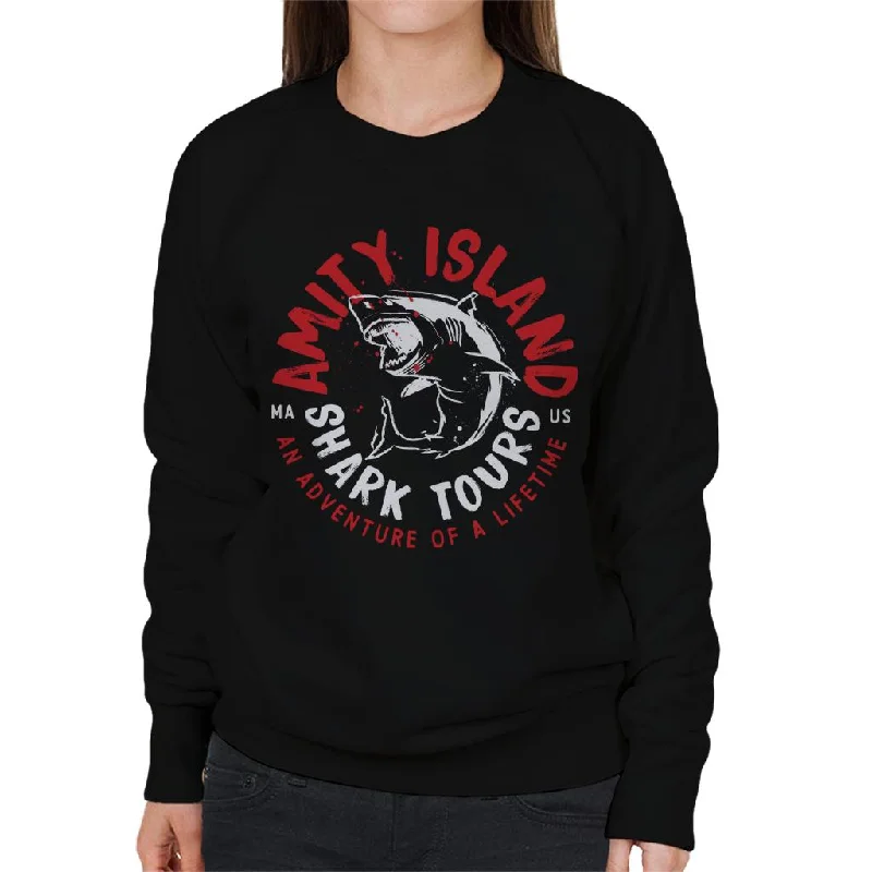 Jaws Amity Island Shark Tour Women's Sweatshirt Hoodie with Contrast Stitching Detailed Premium