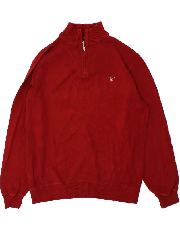 GANT Mens Zip Neck Jumper Sweater XL Red Cotton Knit Fabric Woven Fabric Fleece Fabric GANT Mens Zip Neck Jumper Sweater XL Red Cotton Knit Fabric Woven Fabric Fleece Fabric