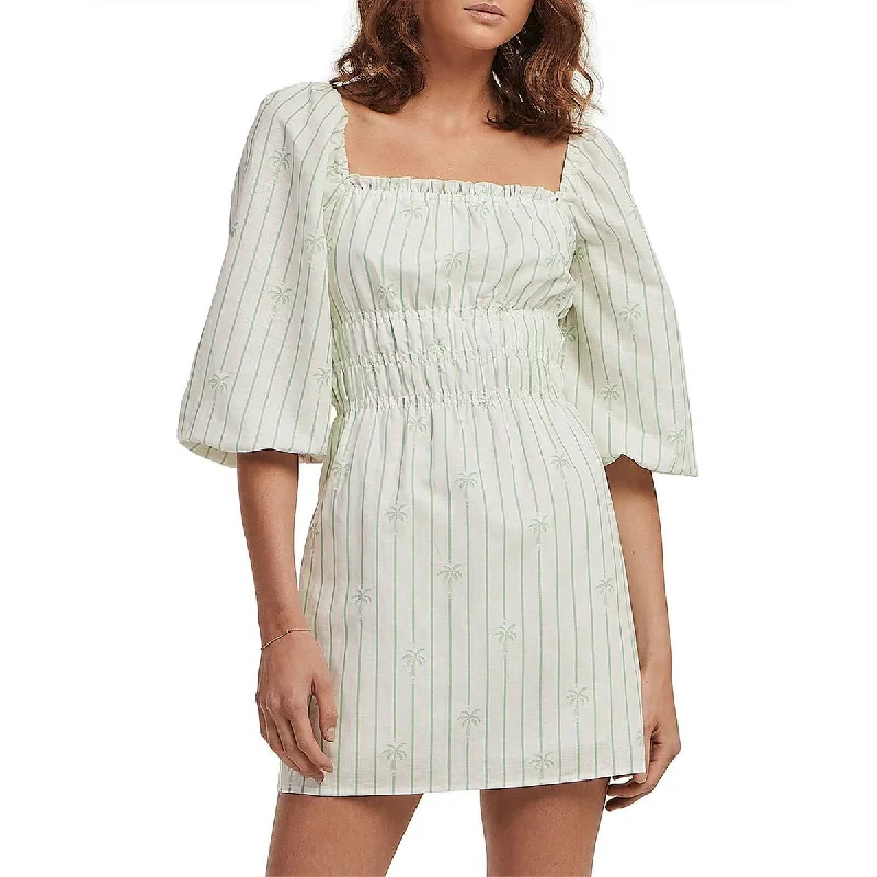 Womens Linen Short Mini Dress Trendy Tulle Mini Dress