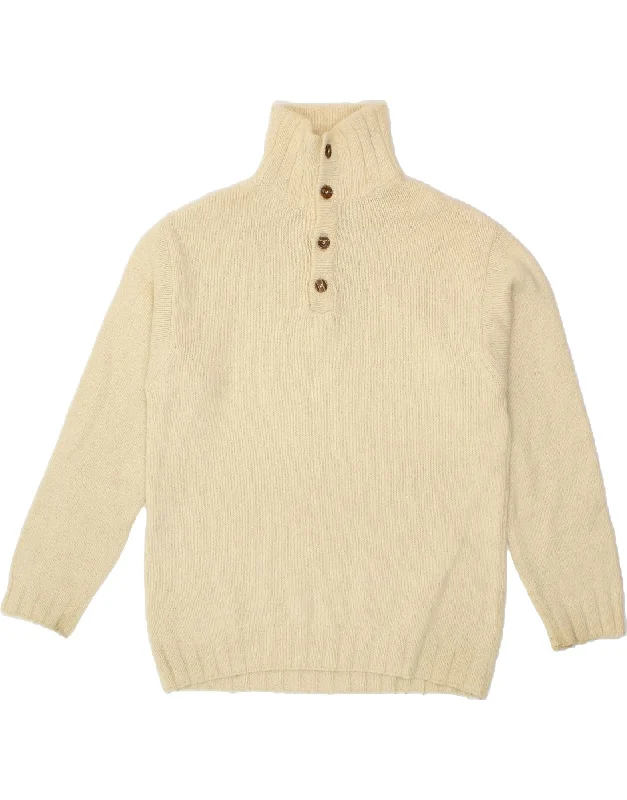 MARLBORO CLASSICS Mens Button Neck Jumper Sweater Medium Beige Wool Turtle Neck Boat Neck Asymmetrical Neck MARLBORO CLASSICS Mens Button Neck Jumper Sweater Medium Beige Wool Turtle Neck Boat Neck Asymmetrical Neck