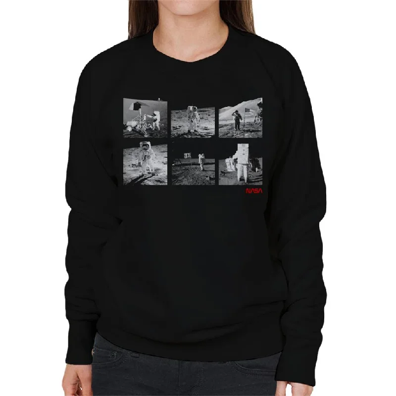 NASA Apolo 11 Landing Photos Women's Sweatshirt Hoodie with Snap Buttons Easy Quick