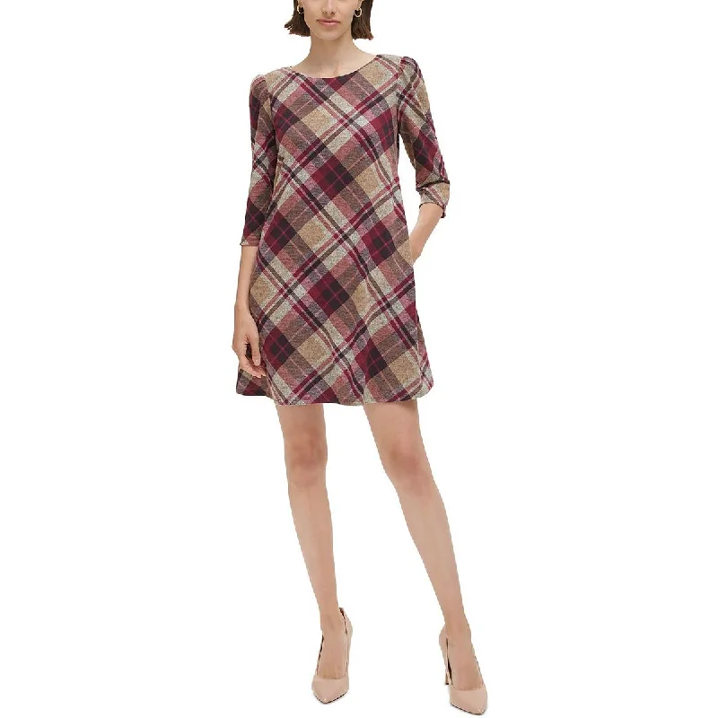 Womens Plaid Work day wear Mini Dress Fashionable Party Mini Dress