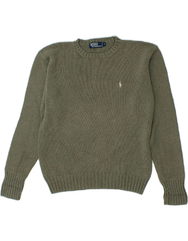 POLO RALPH LAUREN Mens Crew Neck Jumper Sweater Medium Green Cotton Welt Pockets Slit Pockets Flap Pockets POLO RALPH LAUREN Mens Crew Neck Jumper Sweater Medium Green Cotton Welt Pockets Slit Pockets Flap Pockets