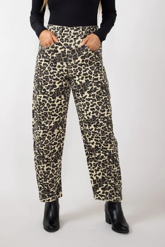 High Rise Barrel Jeans for Women in Leopard Print | MAP2740-ANIMAL Comfortable Ankle Jeans