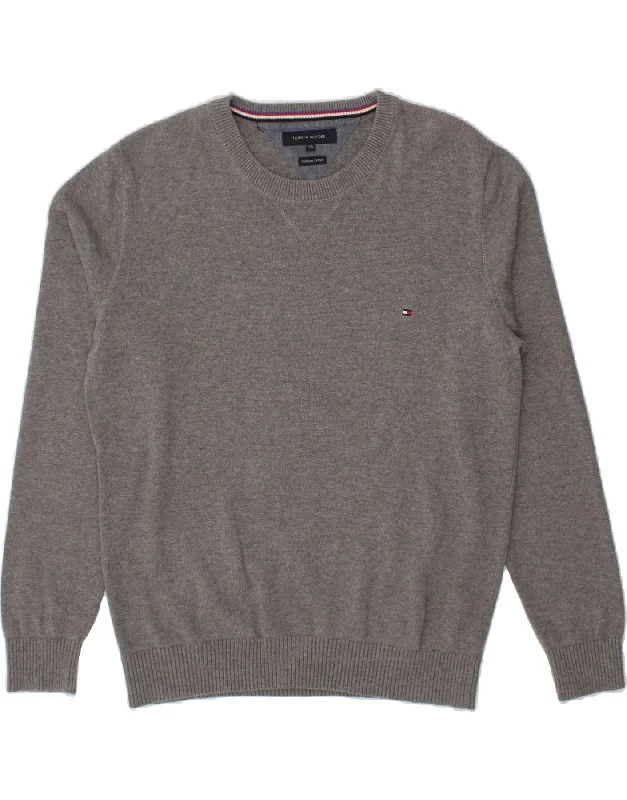 TOMMY HILFIGER Mens Crew Neck Jumper Sweater 2XL Grey Flecked Cotton Notch Collar Peter Pan Collar Cowl Neck TOMMY HILFIGER Mens Crew Neck Jumper Sweater 2XL Grey Flecked Cotton Notch Collar Peter Pan Collar Cowl Neck