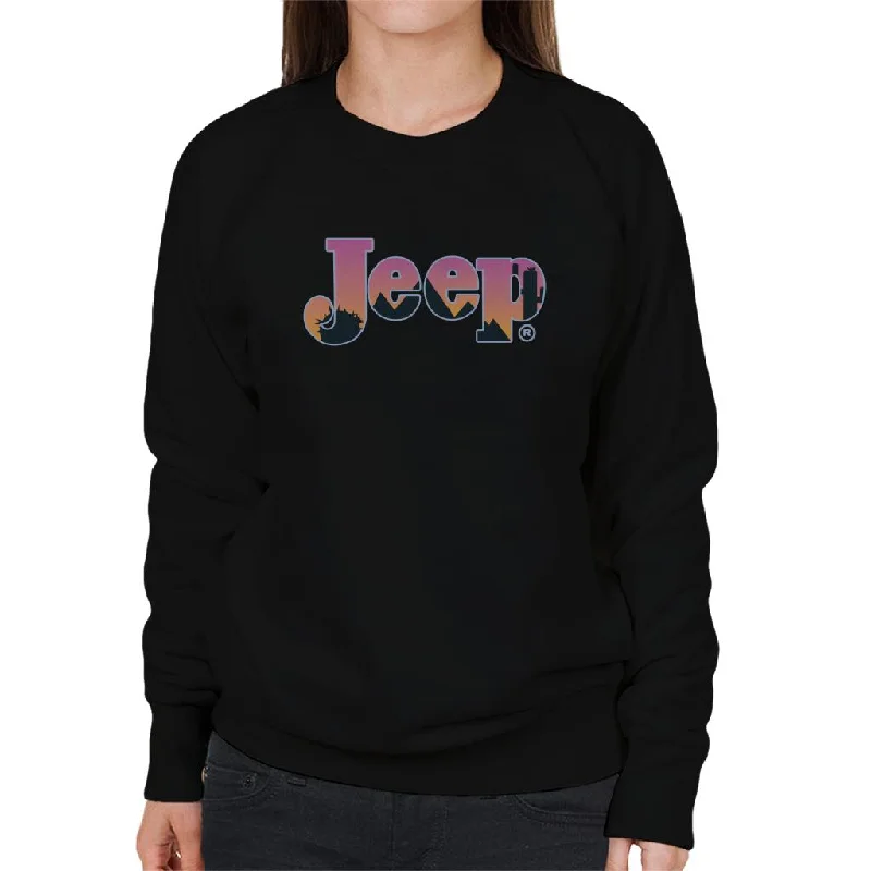 Jeep Desert Sunset Silhouette Logo Women's Sweatshirt Hoodie with Button Placket Classic Preppy Jeep Desert Sunset Silhouette Logo Women's Sweatshirt Hoodie with Button Placket Classic Preppy
