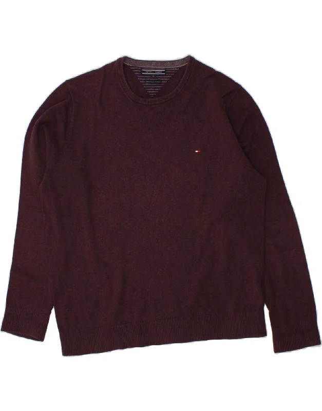 TOMMY HILFIGER Mens Crew Neck Jumper Sweater XL Burgundy Cotton Stretchy Elastic Breathable TOMMY HILFIGER Mens Crew Neck Jumper Sweater XL Burgundy Cotton Stretchy Elastic Breathable