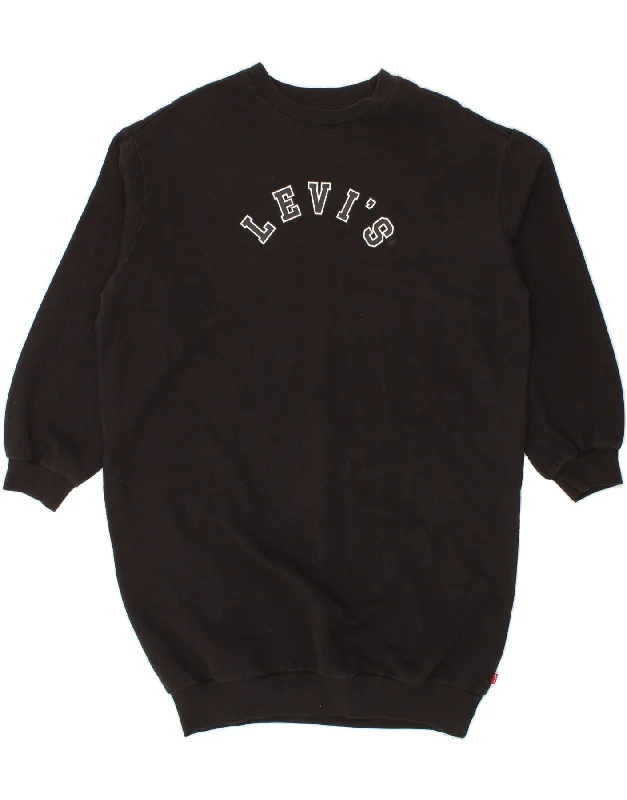 LEVI'S Womens Graphic Jumper Dress UK 10 Small Black Cotton Knit Fabric Woven Fabric Fleece Fabric LEVI'S Womens Graphic Jumper Dress UK 10 Small Black Cotton Knit Fabric Woven Fabric Fleece Fabric