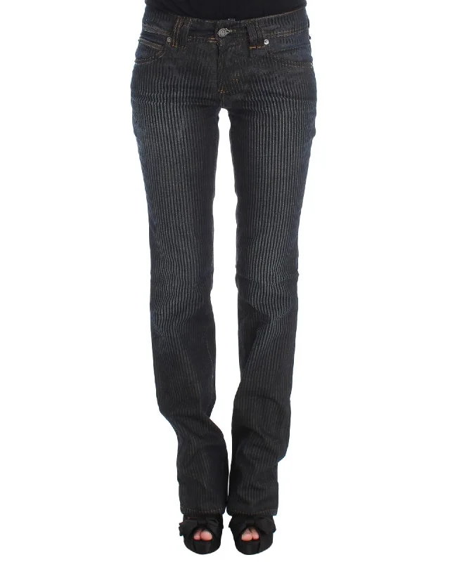 Straight Leg Pinstriped Jeans with Slim Fit Bootcut Design Chic Rip-Detail High-Waist Jeans Straight Leg Pinstriped Jeans with Slim Fit Bootcut Design Chic Rip-Detail High-Waist Jeans