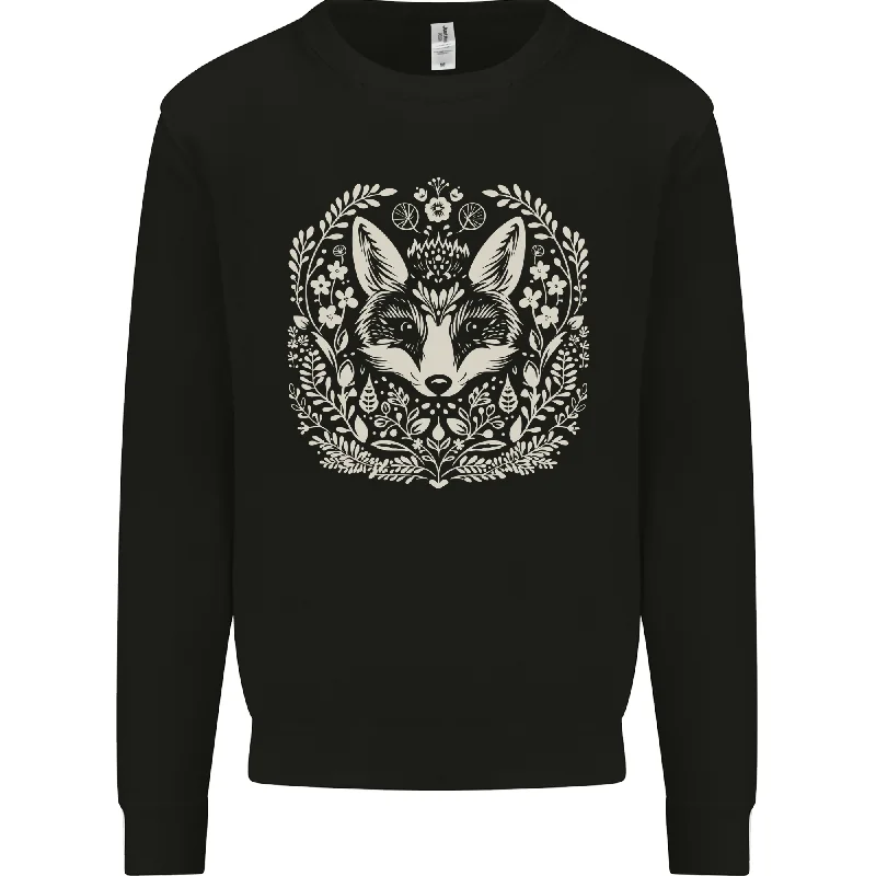 A Linocut Fox Mens Sweatshirt Jumper Hoodie with Hood Adjustable Protection