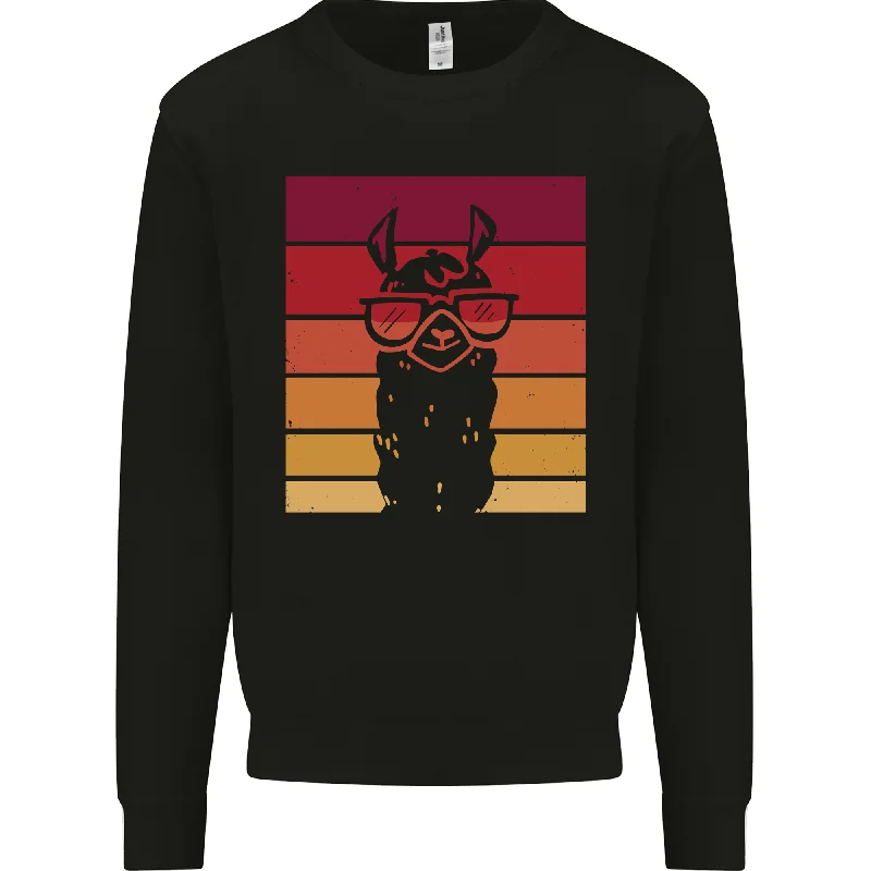 A Llama Wearing Shades Mens Sweatshirt Jumper Hoodie with Emblem Brand Identity