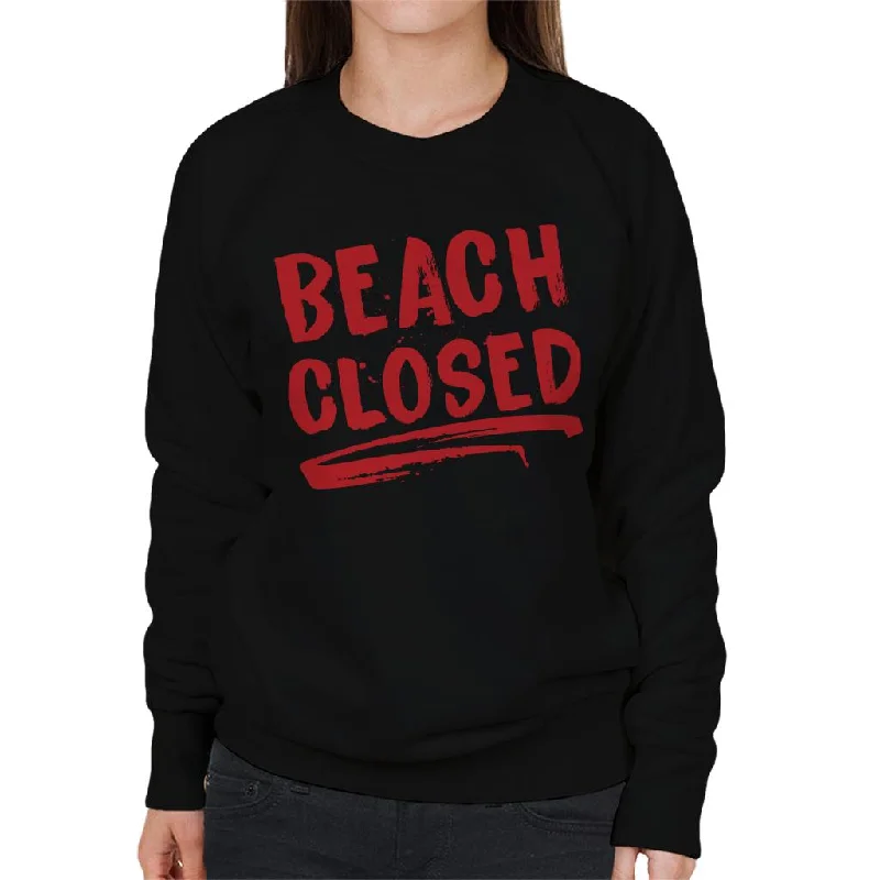 Jaws Beach Closed Women's Sweatshirt Hoodie with Metallic Shiny Futuristic