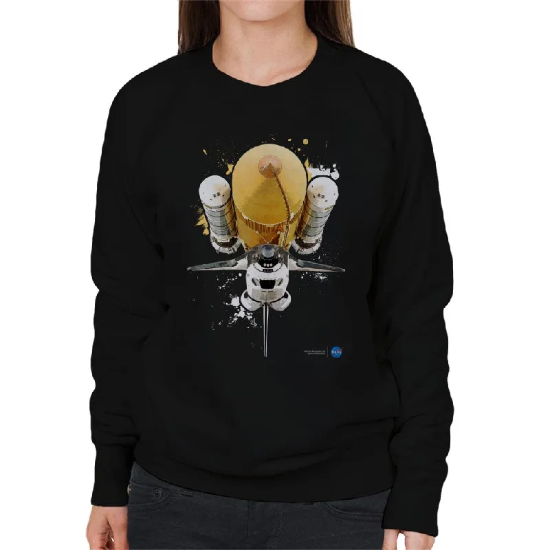 NASA Atlantis Shuttle Paint Splatter Women's Sweatshirt Hoodie with Print Artistic Unique NASA Atlantis Shuttle Paint Splatter Women's Sweatshirt Hoodie with Print Artistic Unique