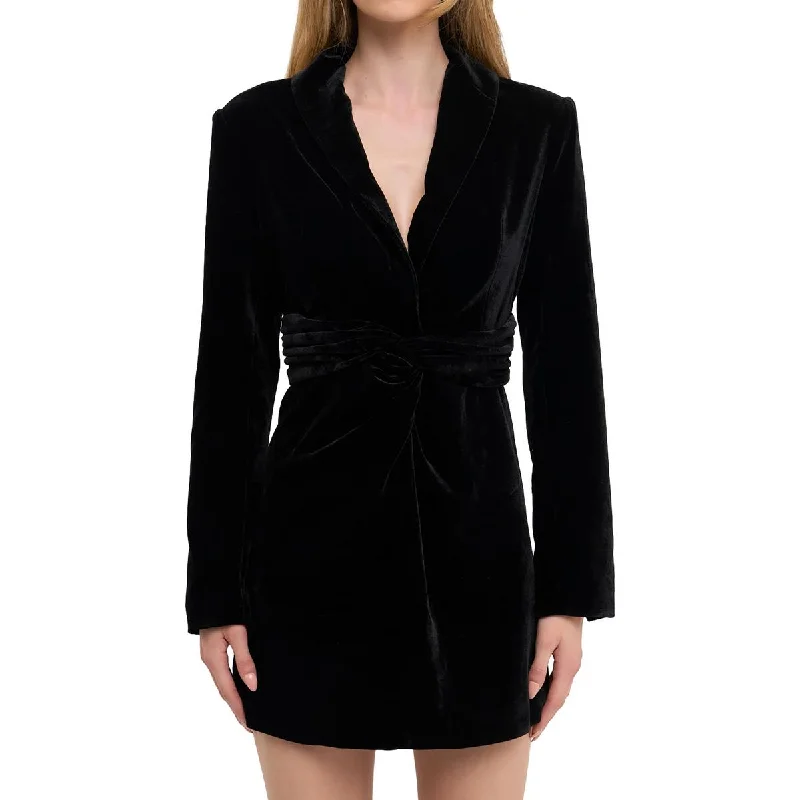 Womens Velvet Mini Mini Dress Trendy Crossover Mini Dress