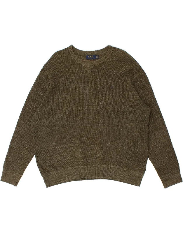POLO RALPH LAUREN Mens Tall Boat Neck Jumper Sweater XL Khaki Flecked Polka Dot Checkered Tartan POLO RALPH LAUREN Mens Tall Boat Neck Jumper Sweater XL Khaki Flecked Polka Dot Checkered Tartan