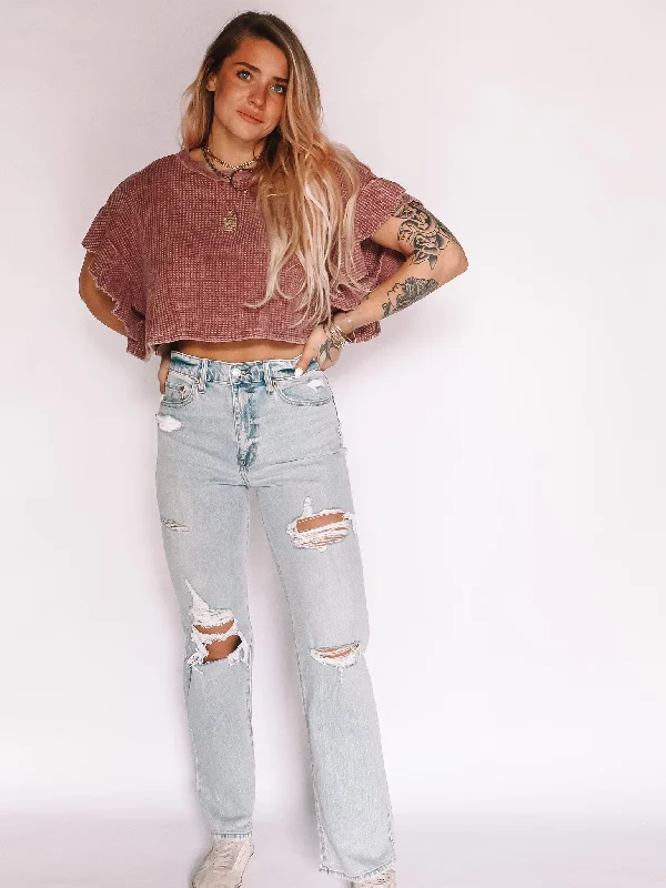 Sundaze High Rise Dad Jeans in Motto Classic Blue Denim Jeans