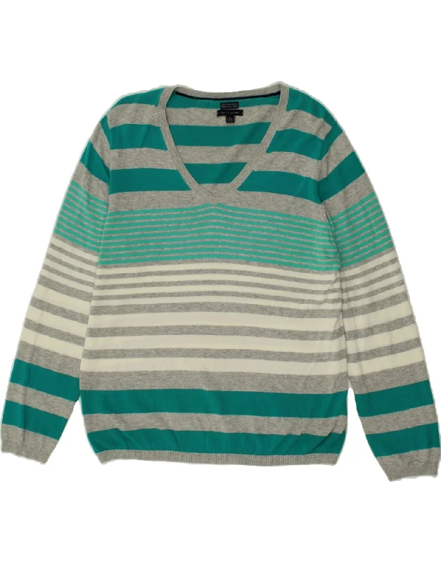 TOMMY HILFIGER Womens Grant Fit V-Neck Jumper Sweater UK 18 XL Green Knit Fabric Woven Fabric Fleece Fabric TOMMY HILFIGER Womens Grant Fit V-Neck Jumper Sweater UK 18 XL Green Knit Fabric Woven Fabric Fleece Fabric