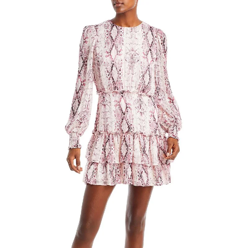 Womens Metallic Mini Mini Dress Comfortable Fit-and-Flare Mini Dress