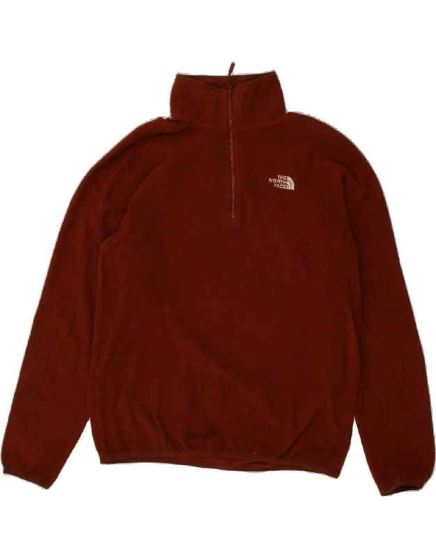 THE NORTH FACE Mens Zip Neck Fleece Jumper Medium Maroon Polyester Seamless Knitted Crochet THE NORTH FACE Mens Zip Neck Fleece Jumper Medium Maroon Polyester Seamless Knitted Crochet