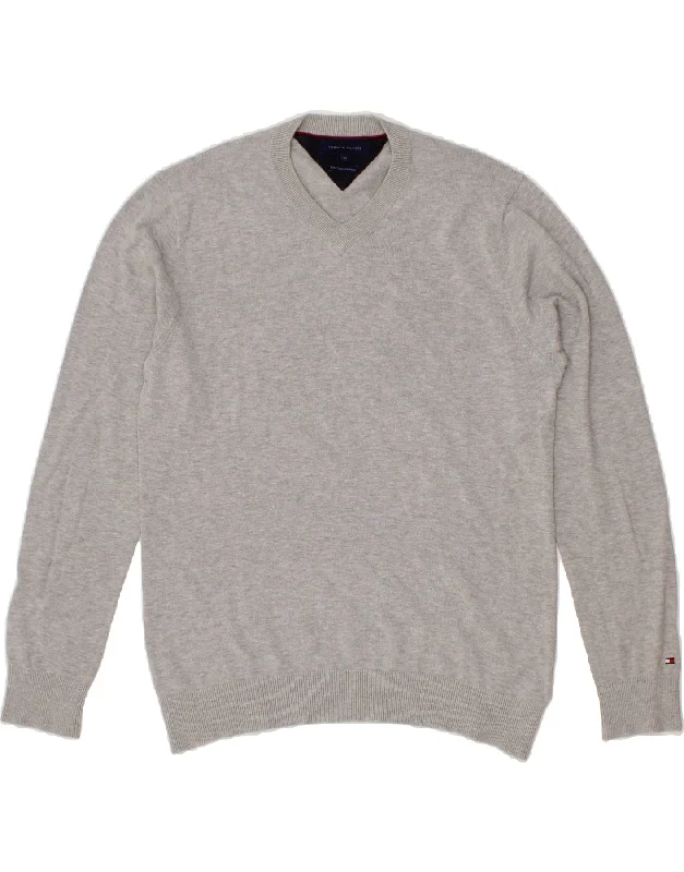 TOMMY HILFIGER Mens V-Neck Jumper Sweater Medium Grey Cotton Wool Sweater Cotton Sweater Cashmere Sweater TOMMY HILFIGER Mens V-Neck Jumper Sweater Medium Grey Cotton Wool Sweater Cotton Sweater Cashmere Sweater
