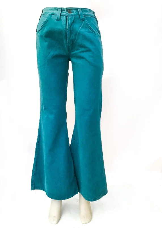 1970s Vintage Turquoise Elephant Bell Bottom Flared Jeans • HIgh Waist 28”W Chic Ripped Jeans 1970s Vintage Turquoise Elephant Bell Bottom Flared Jeans • HIgh Waist 28”W Chic Ripped Jeans