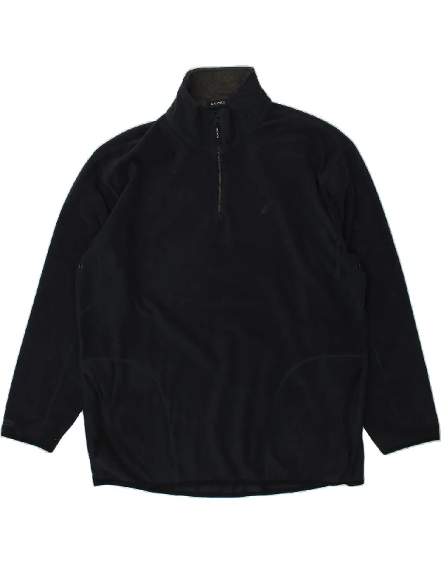 NAUTICA Mens Zip Neck Fleece Jumper 2XL Navy Blue Polyester Slim Fit Regular Fit Oversized NAUTICA Mens Zip Neck Fleece Jumper 2XL Navy Blue Polyester Slim Fit Regular Fit Oversized
