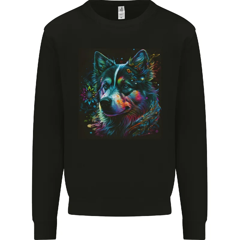 A Husky Dog Mens Sweatshirt Jumper Hoodie with Cropped Fit Short Trendy