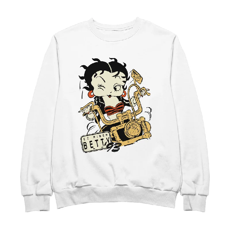 Betty Boop Ez Rider Betty Women's Sweatshirt Hoodie with Hem Lace Feminine Delicate