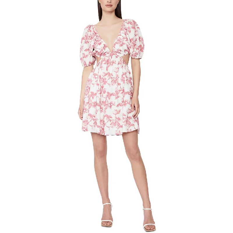 Eden Womens Summer Cut-Out Mini Dress Chic Pleated Mini Dress