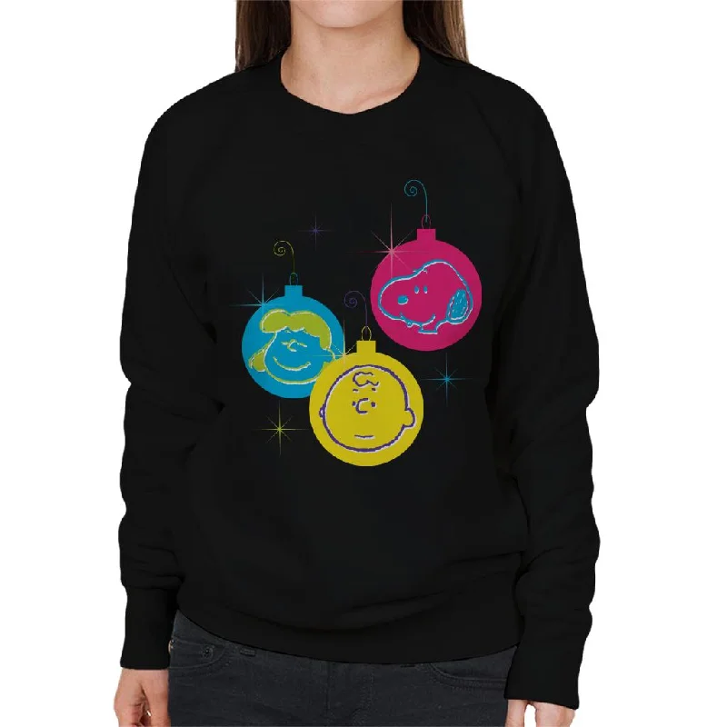 Peanuts Christmas Baubles Trio Women's Sweatshirt Hoodie with Strings Custom Fit Adjustable Peanuts Christmas Baubles Trio Women's Sweatshirt Hoodie with Strings Custom Fit Adjustable