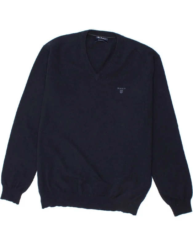 GANT Mens V-Neck Jumper Sweater XL Navy Blue Lambswool Chenille Blend Fleece Blend Nylon Blend GANT Mens V-Neck Jumper Sweater XL Navy Blue Lambswool Chenille Blend Fleece Blend Nylon Blend
