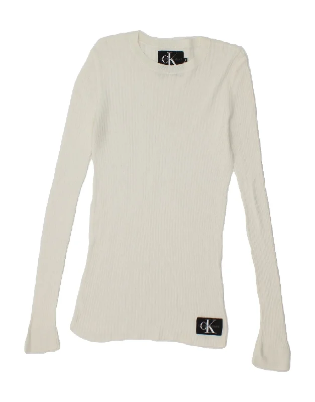CALVIN KLEIN JEANS Womens Crew Neck Jumper Sweater UK 8 Small Off White Anti-Pilling Anti-Shrink Durable CALVIN KLEIN JEANS Womens Crew Neck Jumper Sweater UK 8 Small Off White Anti-Pilling Anti-Shrink Durable
