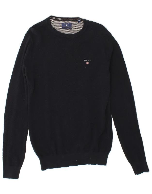 GANT Mens Crew Neck Jumper Sweater Medium Navy Blue Cotton Satin Blend Silk Blend Wool Blend GANT Mens Crew Neck Jumper Sweater Medium Navy Blue Cotton Satin Blend Silk Blend Wool Blend
