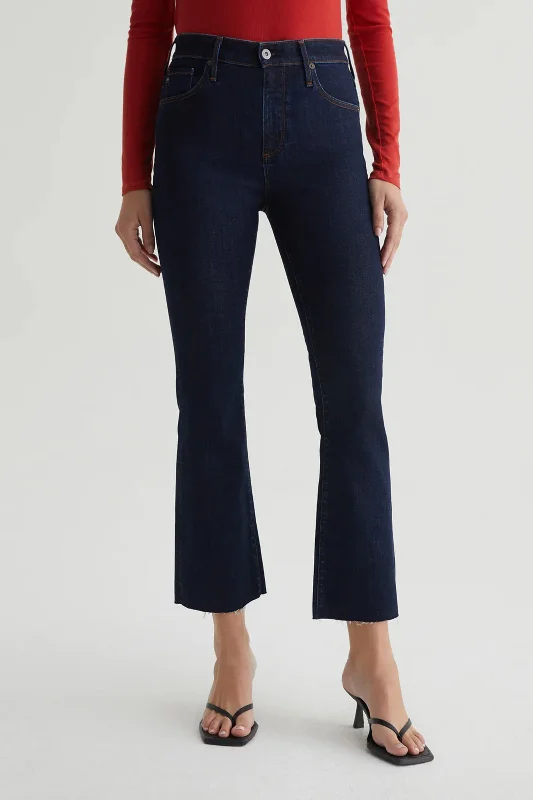 AG Women's Farrah Dark Blue Cropped Jean Stylish Stone-Wash Denim Jeans