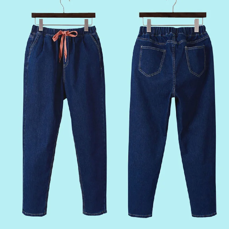 2018 Women Pants Jeans Summer Elastic Waist Vintage Denim Jeans Leisure Boyfriend jeans for women Plus size 2XL 3XL 4XL 5XL Comfortable Straight-Legged Denim 2018 Women Pants Jeans Summer Elastic Waist Vintage Denim Jeans Leisure Boyfriend jeans for women Plus size 2XL 3XL 4XL 5XL Comfortable Straight-Legged Denim