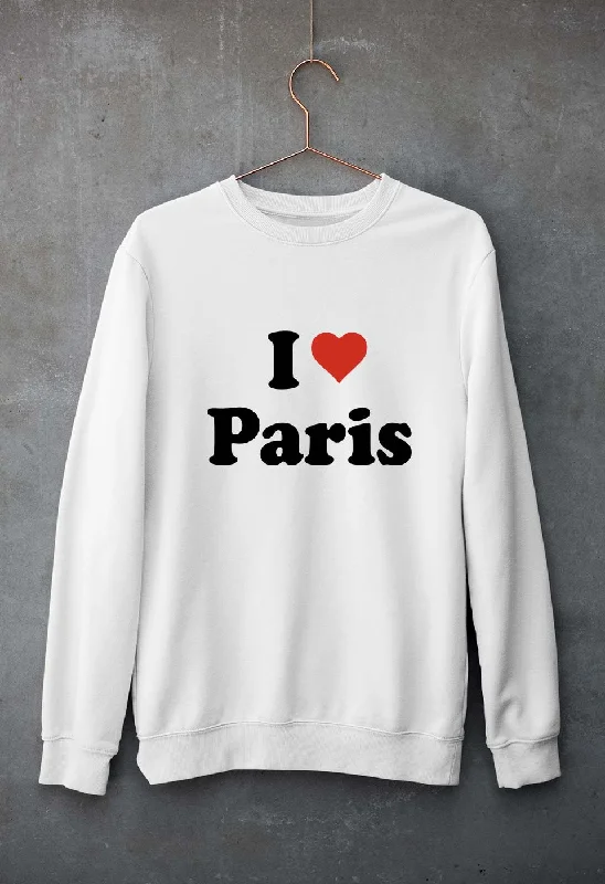 I Love Paris Unisex Sweatshirt for Men/Women Hoodie with Hem Applique Textured Unique