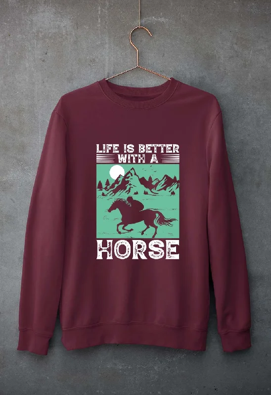 Horse Riding Unisex Sweatshirt for Men/Women Hoodie with Back Slit Movement Comfort