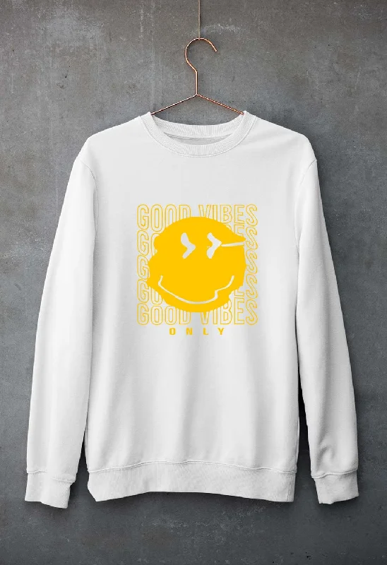 Good Vibes Emoji Unisex Sweatshirt for Men/Women Hoodie with Monochrome Minimalist Simple Good Vibes Emoji Unisex Sweatshirt for Men/Women Hoodie with Monochrome Minimalist Simple